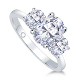 Platinum 0.80ct Oval Cut Diamond Three Stone Engagement Ring