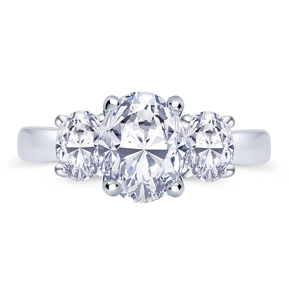 Platinum 0.80ct Oval Cut Diamond Three Stone Engagement Ring