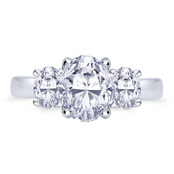 Platinum 0.80ct Oval Cut Diamond Three Stone Engagement Ring