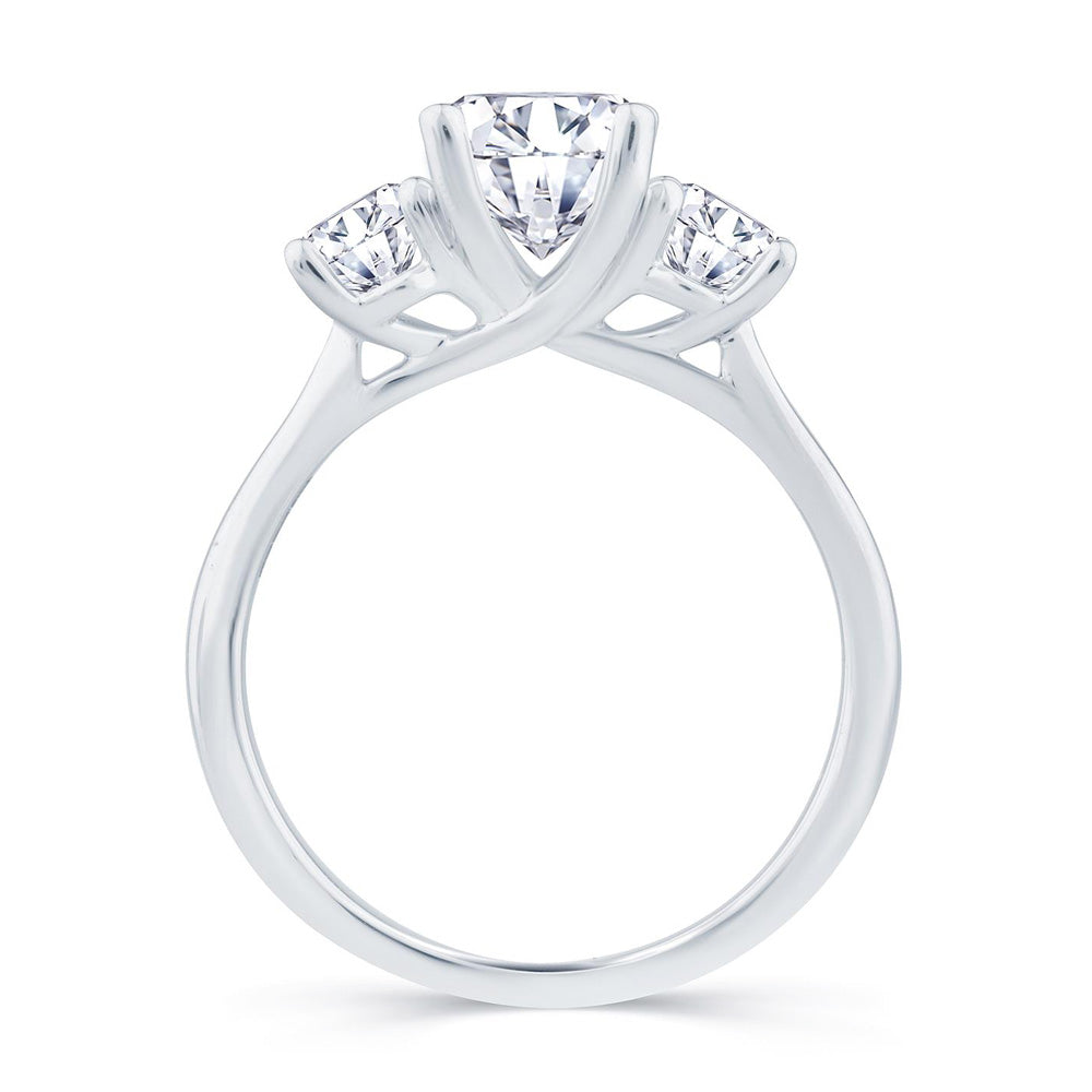 Platinum 0.80ct Oval Cut Diamond Three Stone Engagement Ring