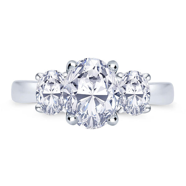 Platinum 0.80ct Oval Cut Diamond Three Stone Engagement Ring