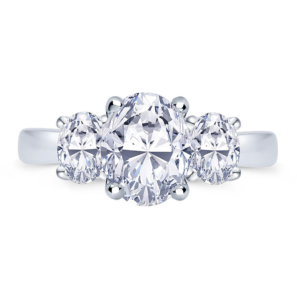 Platinum 0.80ct Oval Cut Diamond Three Stone Engagement Ring