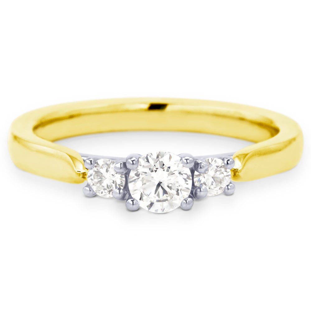The Bryony 18ct Yellow Gold And Platinum Diamond Three Stone Engagement Ring