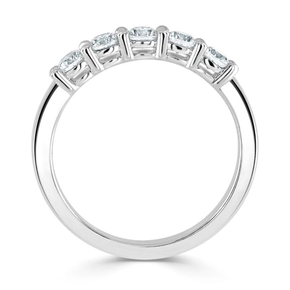 Platinum 0.75ct Round Brilliant Cut Diamond Five Stone Half Eternity Ring