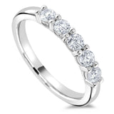 Platinum 0.75ct Round Brilliant Cut Diamond Five Stone Half Eternity Ring