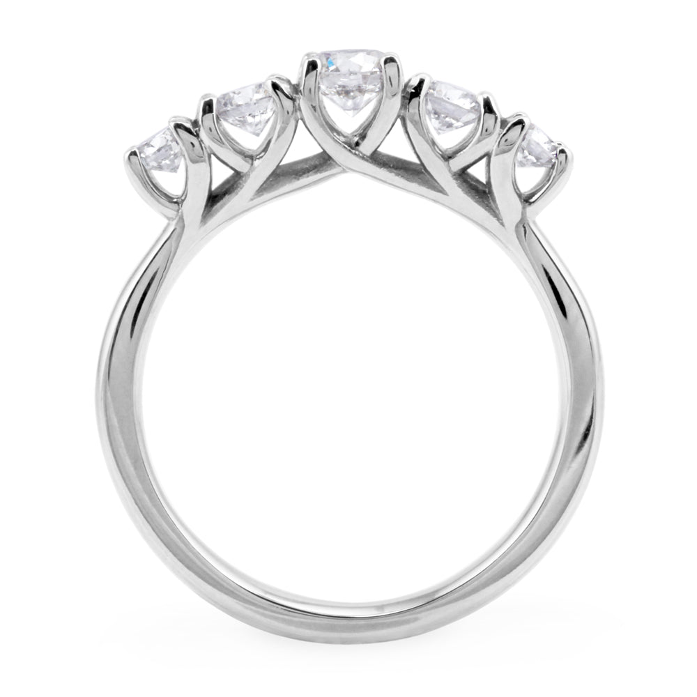 Platinum 0.75ct Round Brilliant Cut Diamond Five Stone Eternity Ring