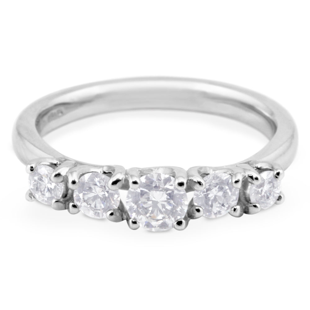Platinum 0.75ct Round Brilliant Cut Diamond Five Stone Eternity Ring