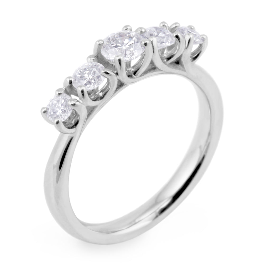 Platinum 0.75ct Round Brilliant Cut Diamond Five Stone Eternity Ring