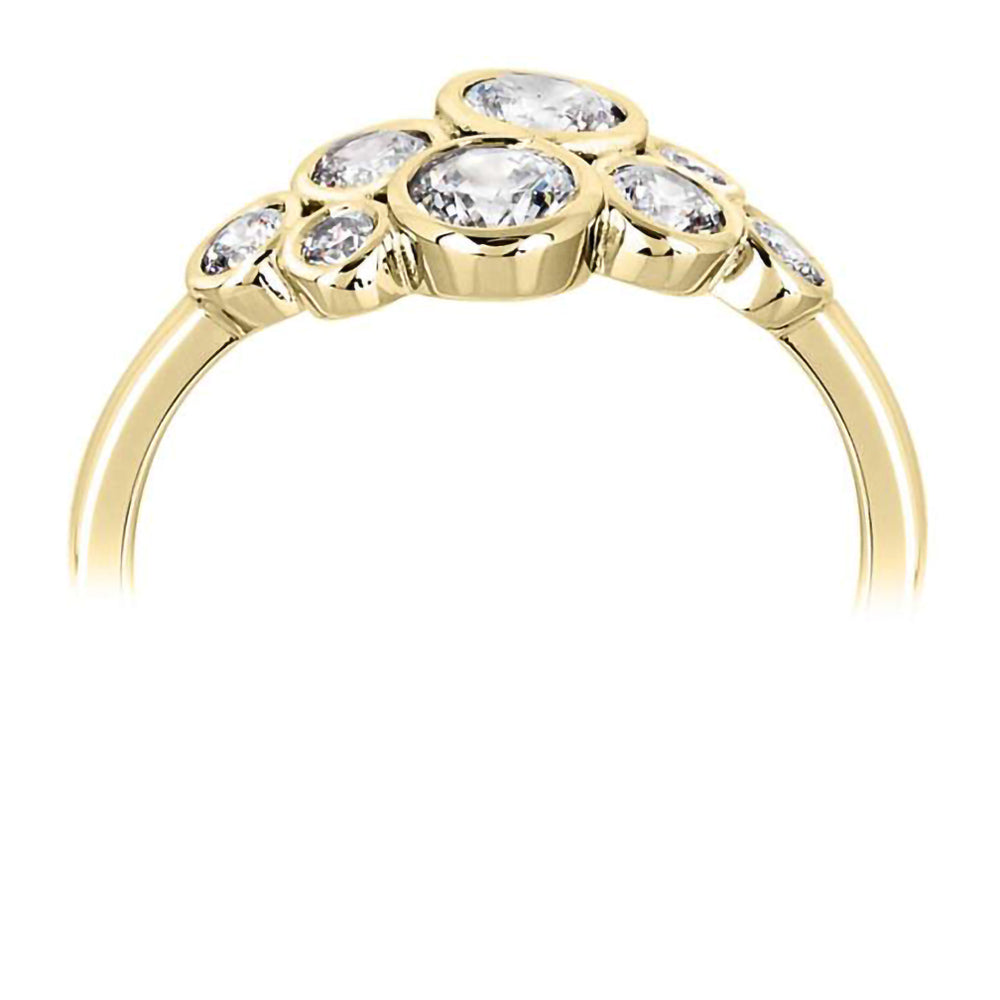 18ct Yellow Gold 0.85ct Eight Stone Diamond Bubble Ring
