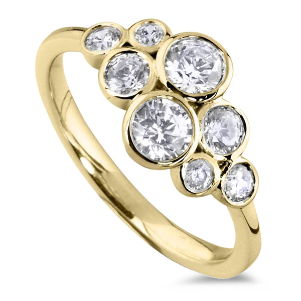 18ct Yellow Gold 0.85ct Eight Stone Diamond Bubble Ring