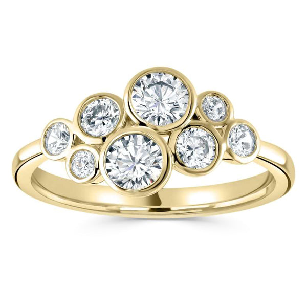 18ct Yellow Gold 0.85ct Eight Stone Diamond Bubble Ring