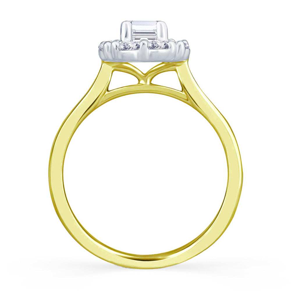 18ct Yellow Gold 0.70ct Emerald And Round Brilliant Cut Diamond Cluster Ring