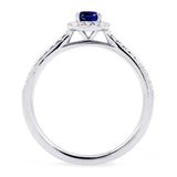 18ct White Gold 0.50ct Oval Cut Blue Sapphire and 0.19ct Diamond Ring