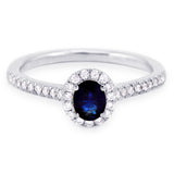 18ct White Gold 0.50ct Oval Cut Blue Sapphire and 0.19ct Diamond Ring