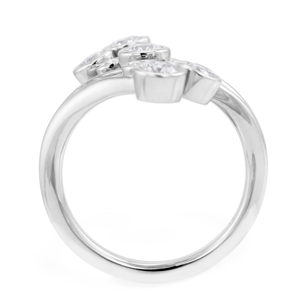 Platinum 0.75ct Nine Stone Diamond Fancy Right Hand Bubble Ring