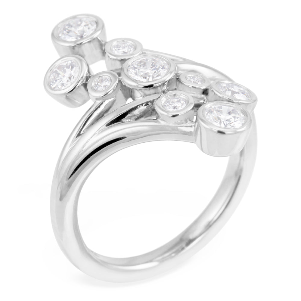 Platinum 0.75ct Nine Stone Diamond Fancy Right Hand Bubble Ring