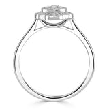 Platinum 0.52ct Emerald And Round Brilliant Cut Diamond Art Deco Style Ring