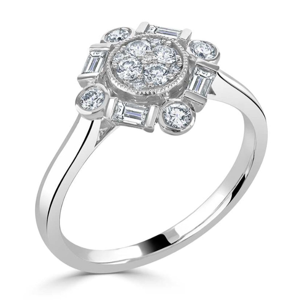 Platinum 0.49ct Diamond Art Deco Style Ring