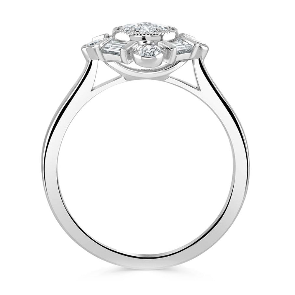 Platinum 0.49ct Diamond Art Deco Style Ring