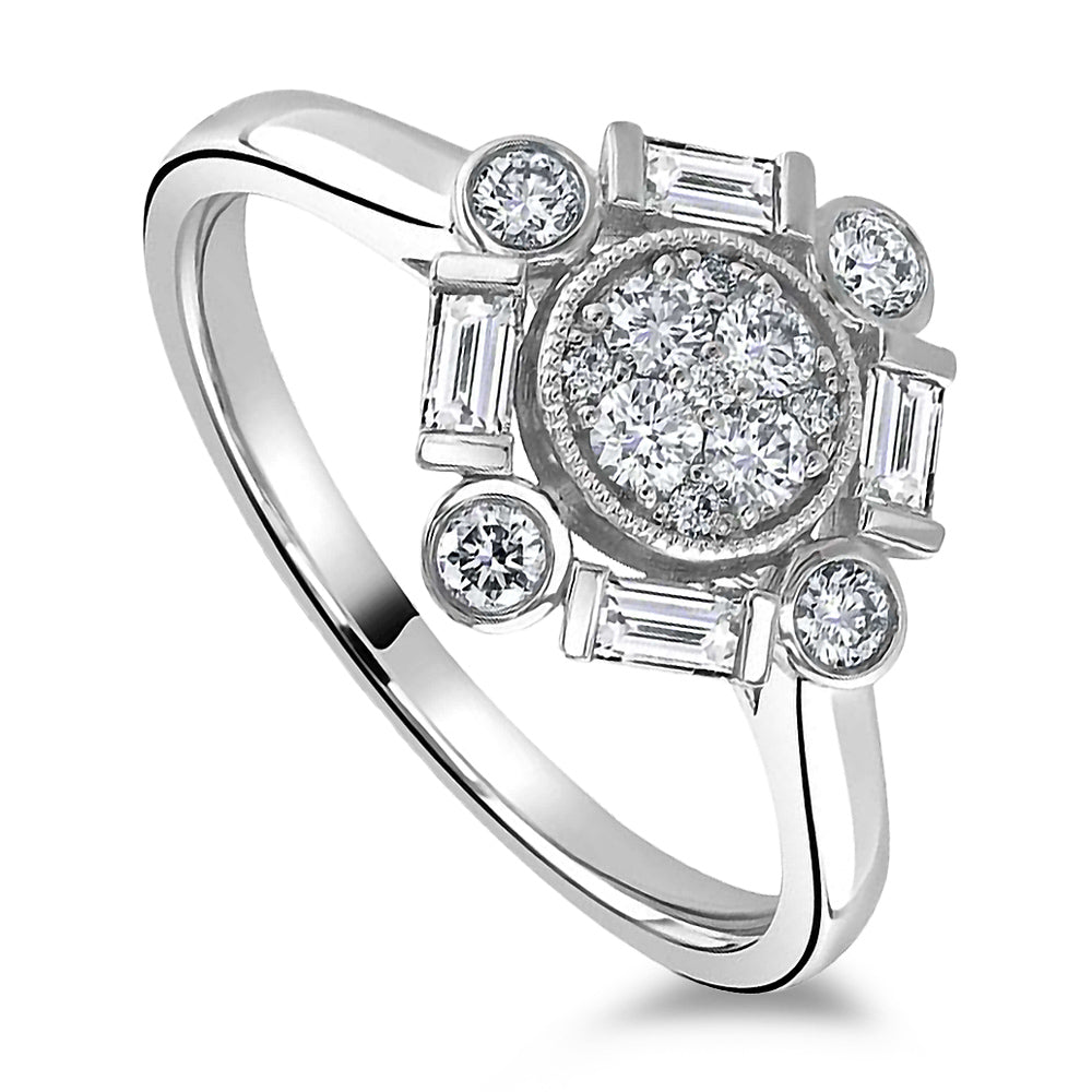 Platinum 0.49ct Diamond Art Deco Style Ring