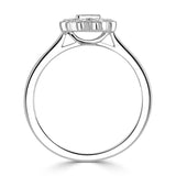 Platinum 0.42ct Emerald And Round Brilliant Cut Floral Art Deco Style Ring