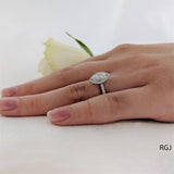 The Skye Platinum 0.51ct Marquise Cut Diamond Engagement Ring With 0.35ct Diamond Halo And Diamond Set Shoulders