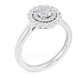 Platinum 0.93ct Round Brilliant Cut Diamond Engagement Ring With Double Diamond Halo