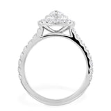 Platinum 1.55ct Marquise And Round Brilliant Cut Diamond Engagement Ring With Double Diamond Halo And Shoulders