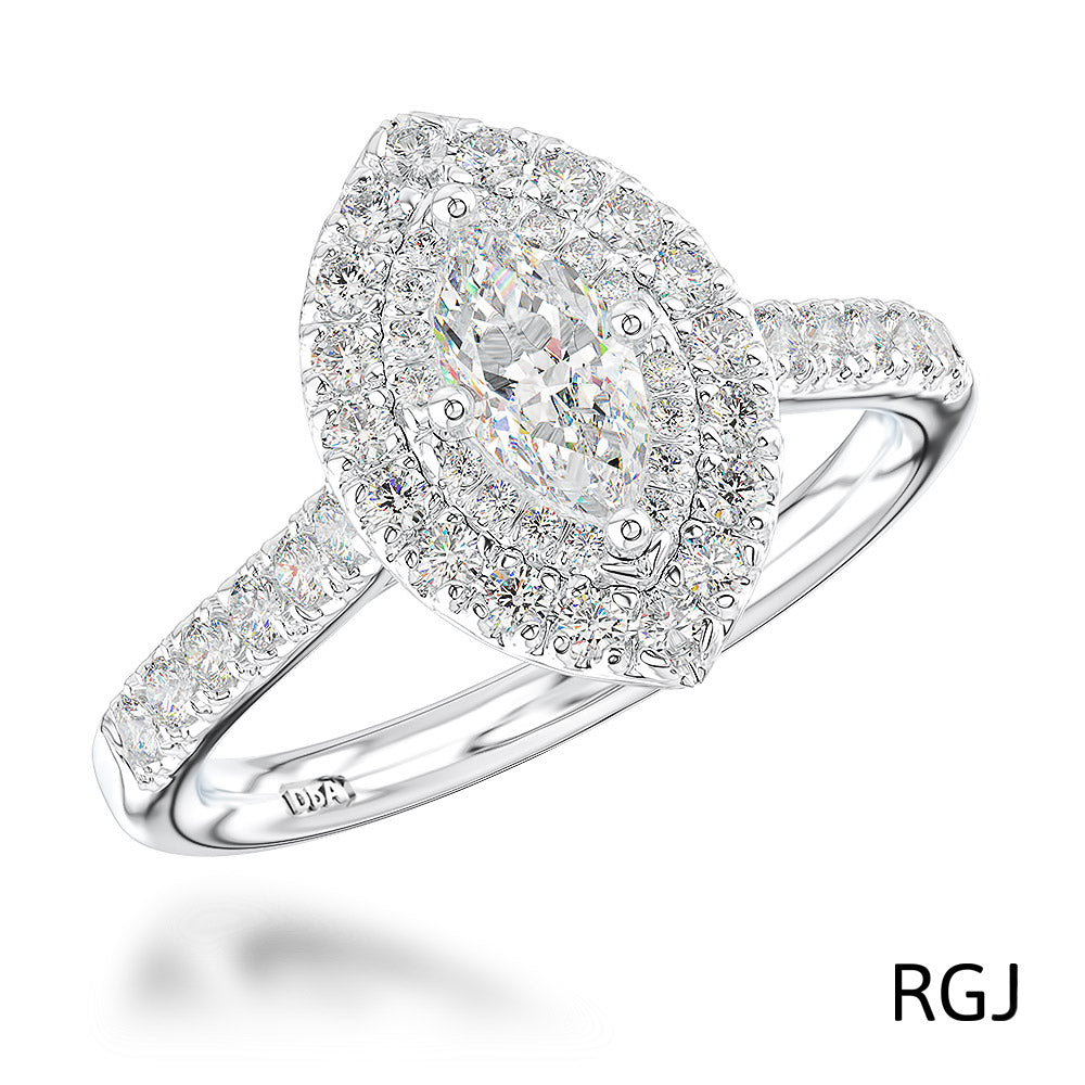 The Skye Platinum 0.38ct Marquise Cut Diamond Engagement Ring With 0.4