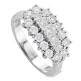 Platinum 1.48ct Princess Cut And Round Brilliant Cut Diamond Cluster Ring