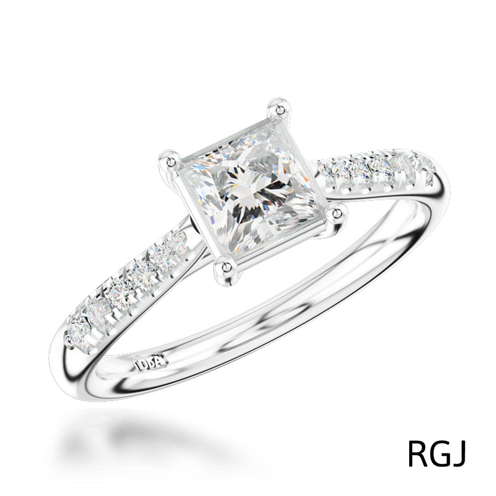 The Skye Classic Platinum 0.51ct Princess Cut Diamond Solitaire Engagement Ring With 0.20ct Diamond Set Shoulders