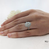 The Skye Duo Platinum 1.01ct Oval Cut Diamond Engagement Ring With 0.61ct Double Diamond Halo And Diamond Set Shoulders