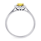 18ct White Gold 0.36ct Round Brilliant Cut Yellow Diamond and 0.18ct Diamond Halo Engagement Ring