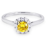 18ct White Gold 0.36ct Round Brilliant Cut Yellow Diamond and 0.18ct Diamond Halo Engagement Ring