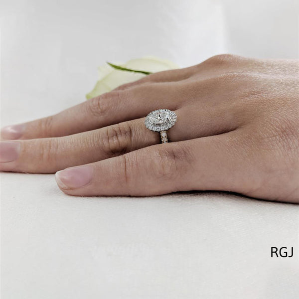 The Skye 18ct Yellow Gold 0.50ct Oval Cut Diamond Engagement Ring With 0.33ct Diamond Halo And Diamond Set Shoulders