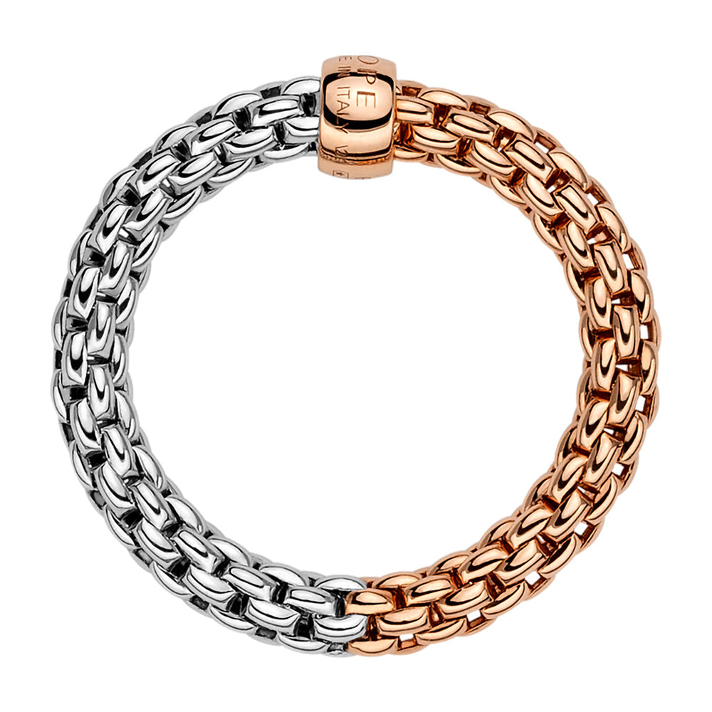 FOPE 18ct Rose And White Gold Essentials Bi-Colour Flex-It Ring 06E08AX_XX_1_XRX
