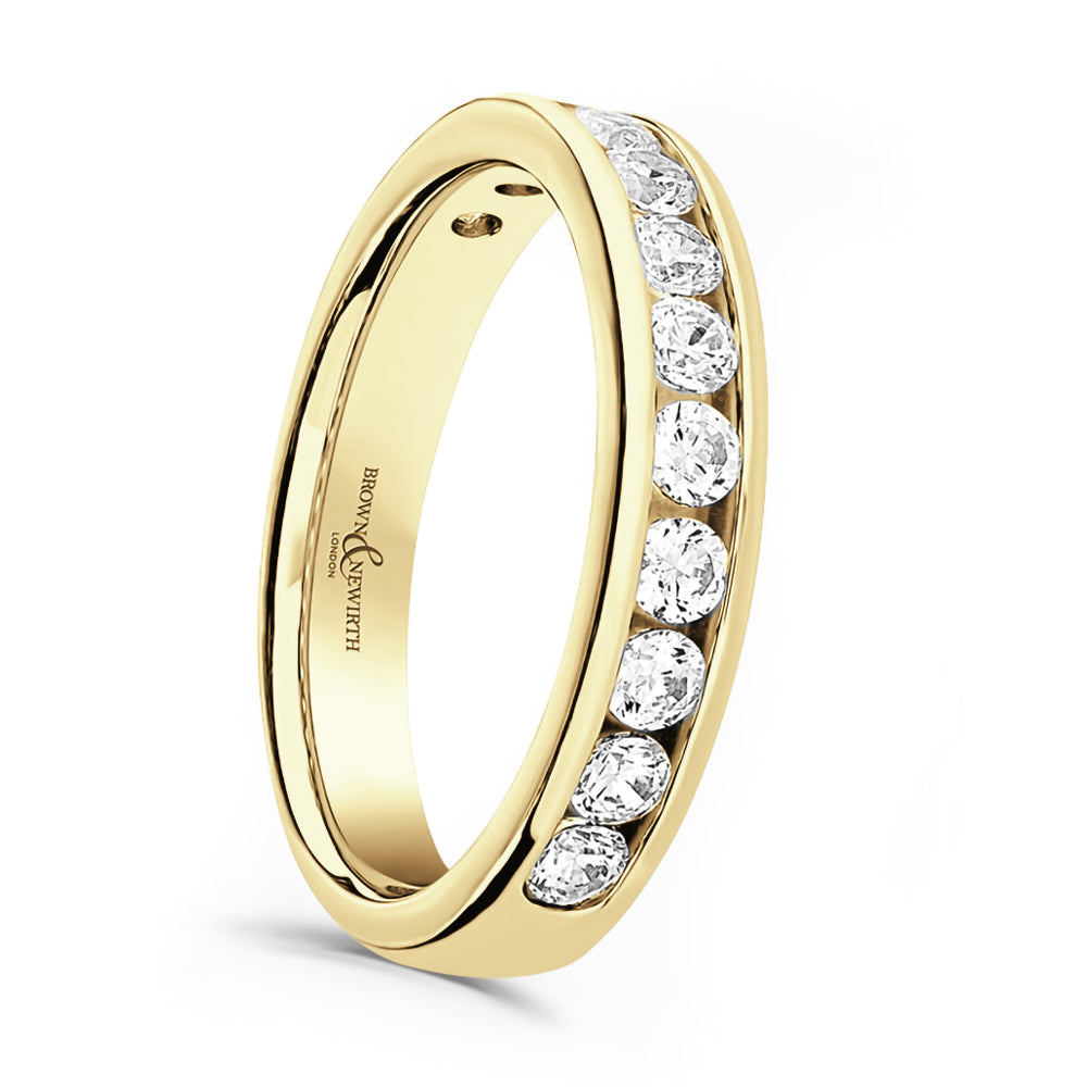 18ct Yellow Gold 0.50ct Round Brilliant Cut Diamond Channel Set Half Eternity Ring