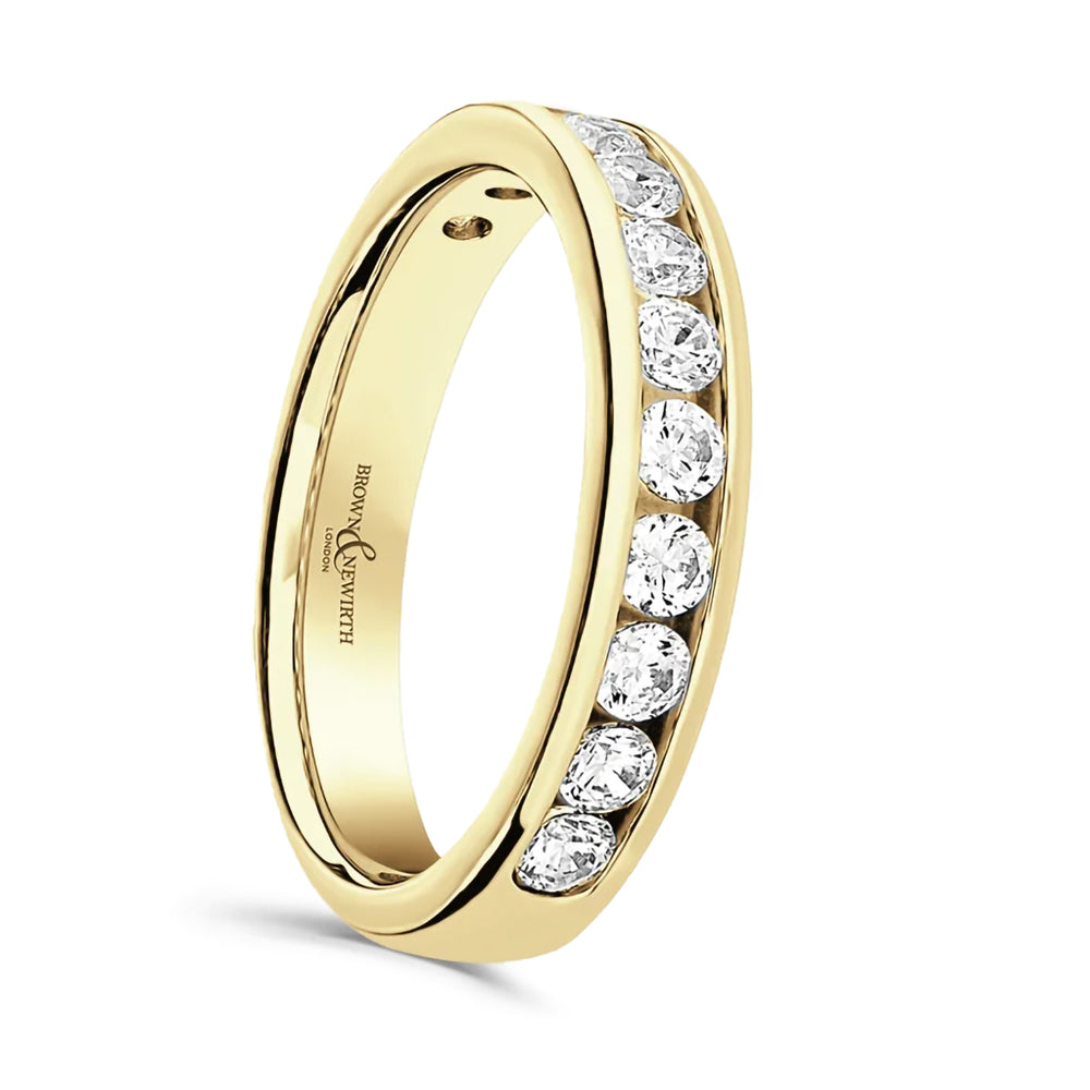18ct Yellow Gold 0.75ct Round Brilliant Cut Diamond Channel Set Half Eternity Ring