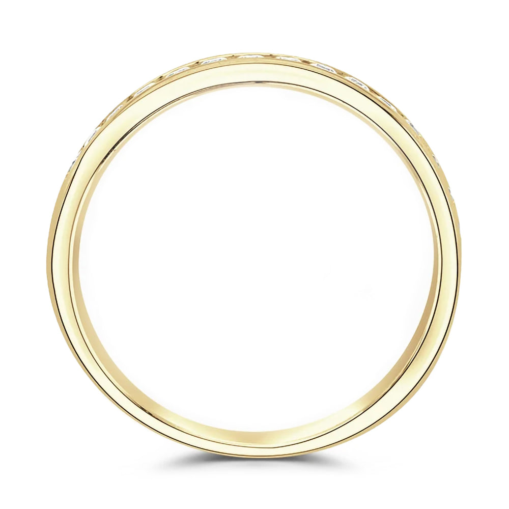 18ct Yellow Gold 0.75ct Round Brilliant Cut Diamond Channel Set Half Eternity Ring