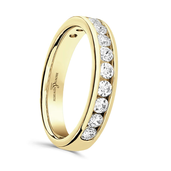18ct Yellow Gold 0.75ct Round Brilliant Cut Diamond Channel Set Half Eternity Ring
