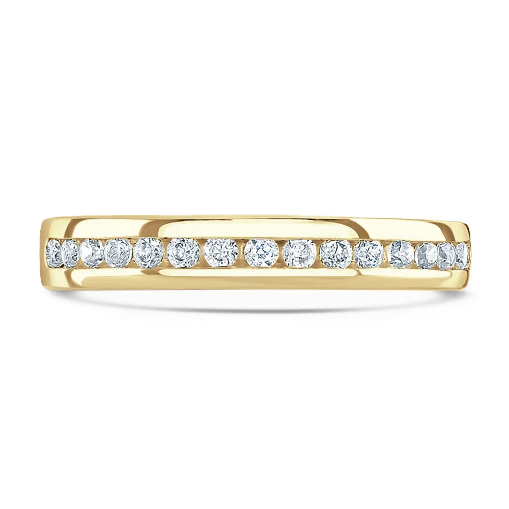 18ct Yellow Gold 0.75ct Round Brilliant Cut Diamond Channel Set Half Eternity Ring