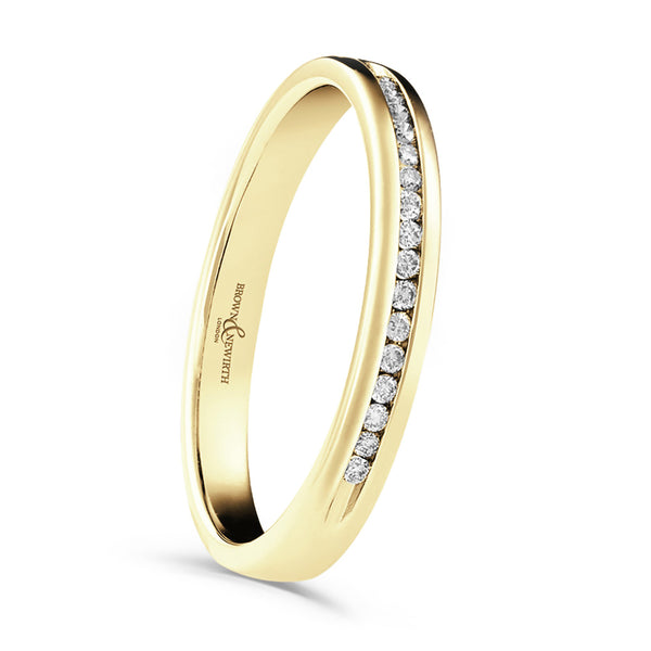 18ct Yellow Gold 0.07ct Round Brilliant Cut Diamond Channel Set Half Eternity Ring