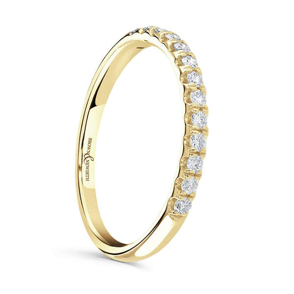 18ct Yellow Gold 0.33ct Round Brilliant Cut Diamond Claw Set Half Eternity Ring