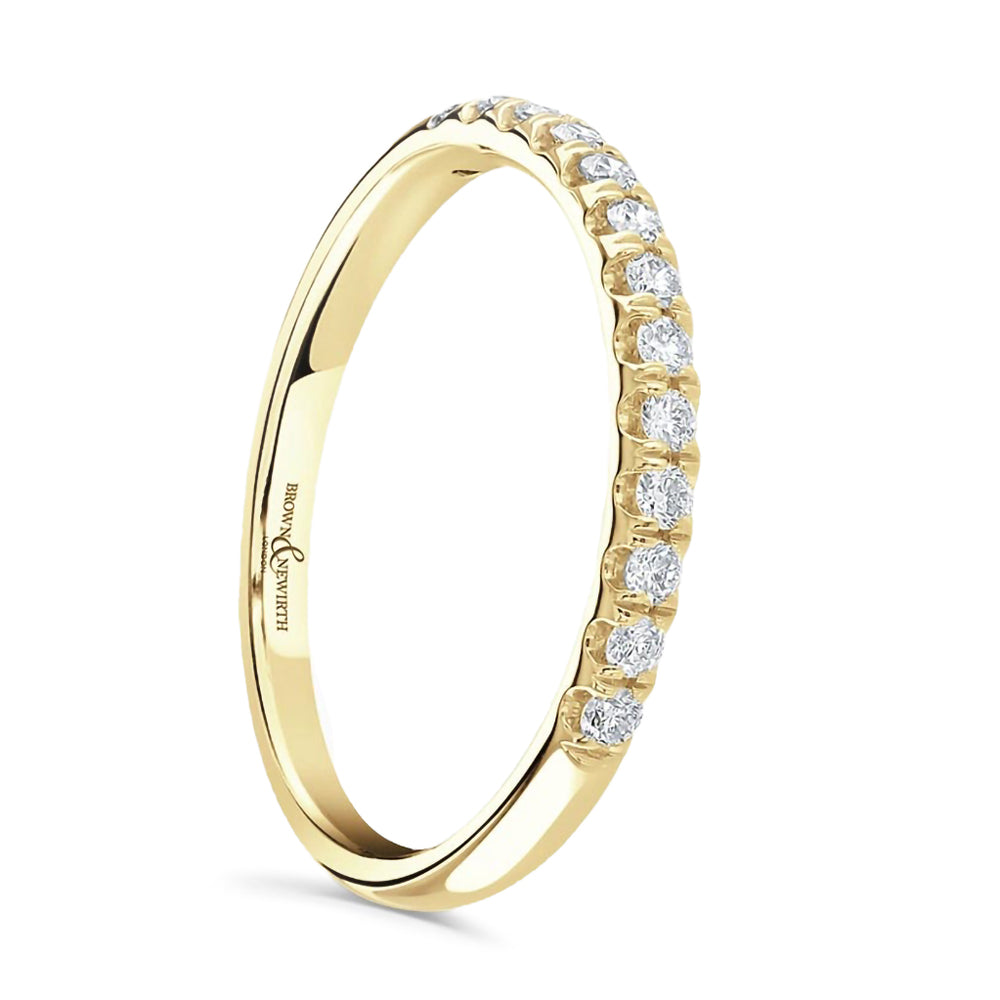 18ct Yellow Gold 0.25ct Round Brilliant Cut Diamond Claw Set Half Eternity Ring