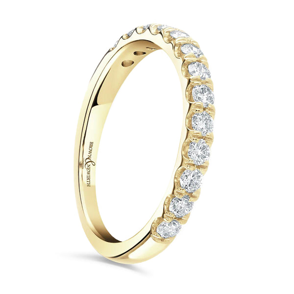 18ct Yellow Gold 0.50ct Round Brilliant Cut Claw Set Half Eternity Ring