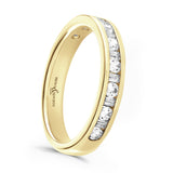 18ct Yellow Gold 0.50ct Round Brilliant And Baguette Cut Diamond Channel Set Half Eternity Ring