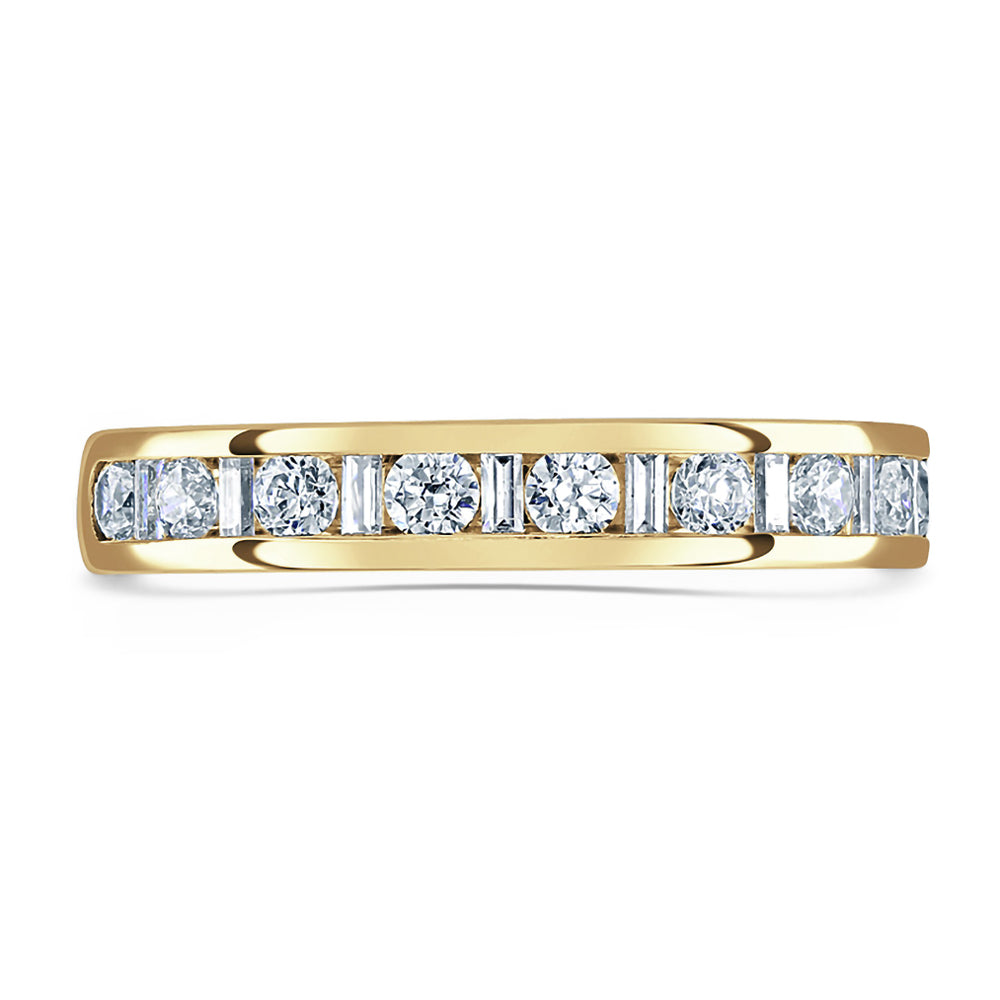 18ct Yellow Gold 0.50ct Round Brilliant And Baguette Cut Diamond Channel Set Half Eternity Ring