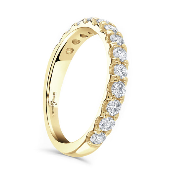 18ct Yellow Gold 0.75ct Round Brilliant Cut Diamond Claw Set Half Eternity Ring