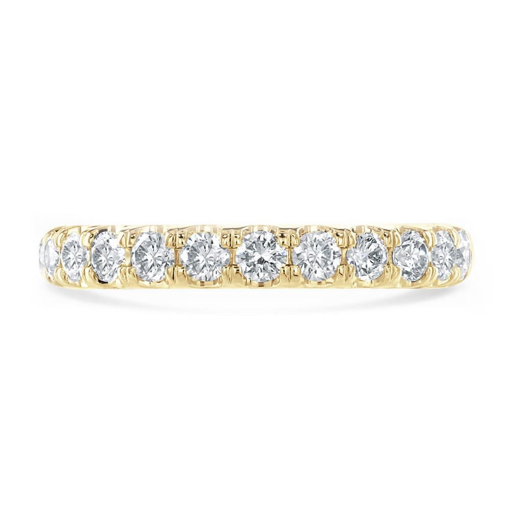18ct Yellow Gold 0.75ct Round Brilliant Cut Diamond Claw Set Half Eternity Ring