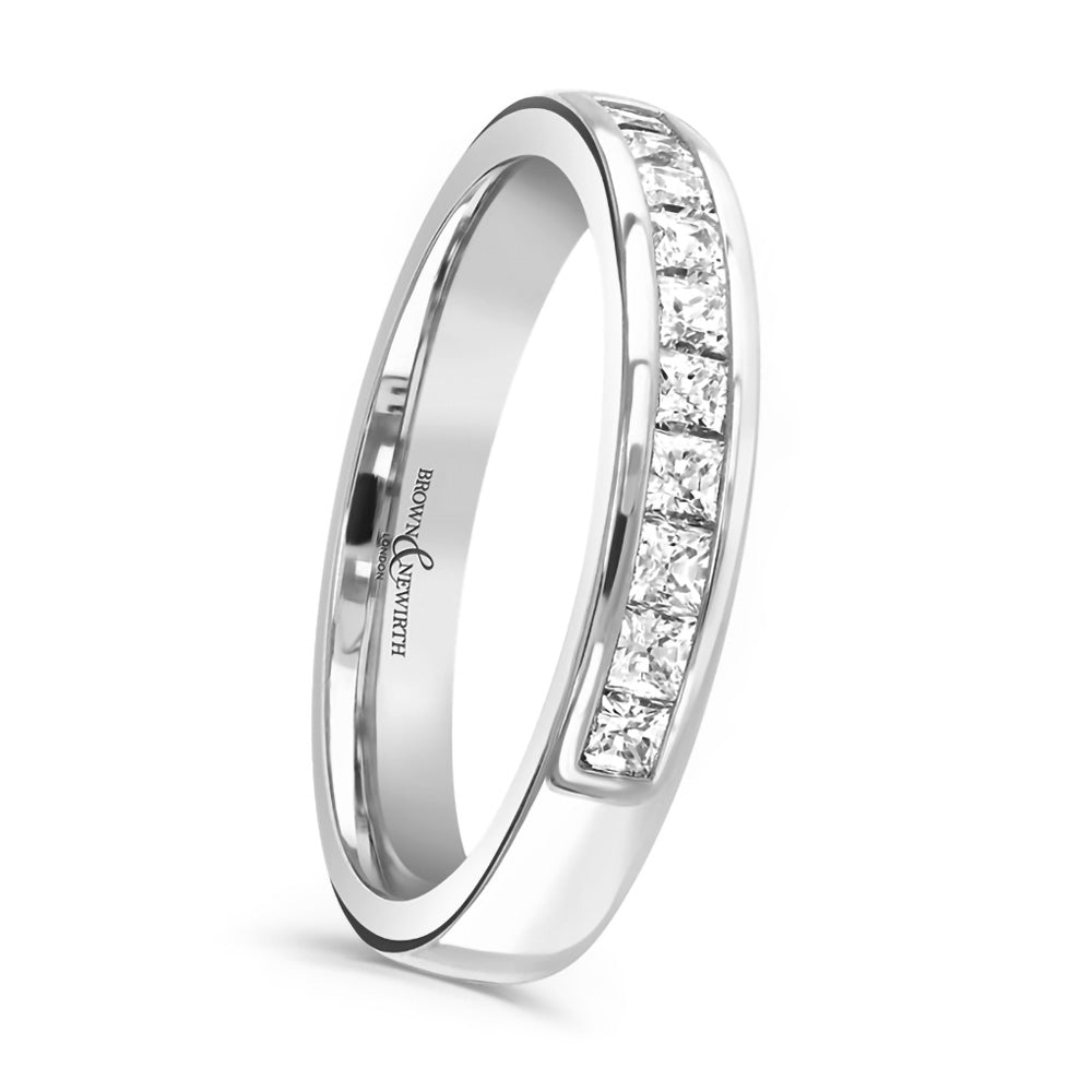 Platinum 0.50ct Princess Cut Diamond Channel Set Half Eternity Ring